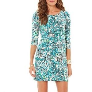 Lilly Pulitzer Corine Sea Oat Printed Long Sleeve Mini Dress xxs